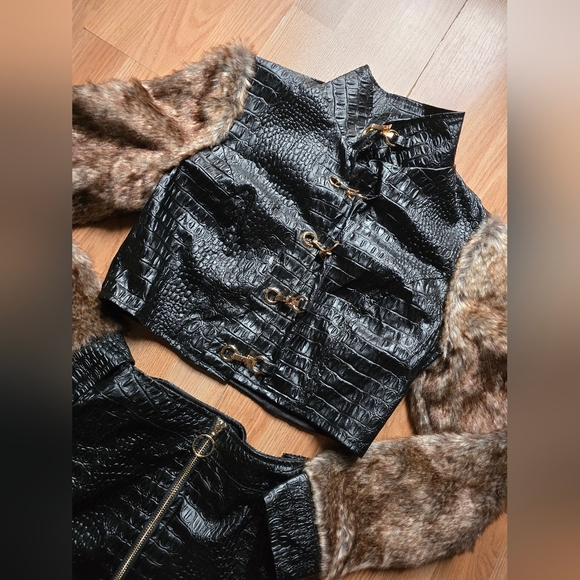2 piece faux crocodile fur set - Picture 2 of 9